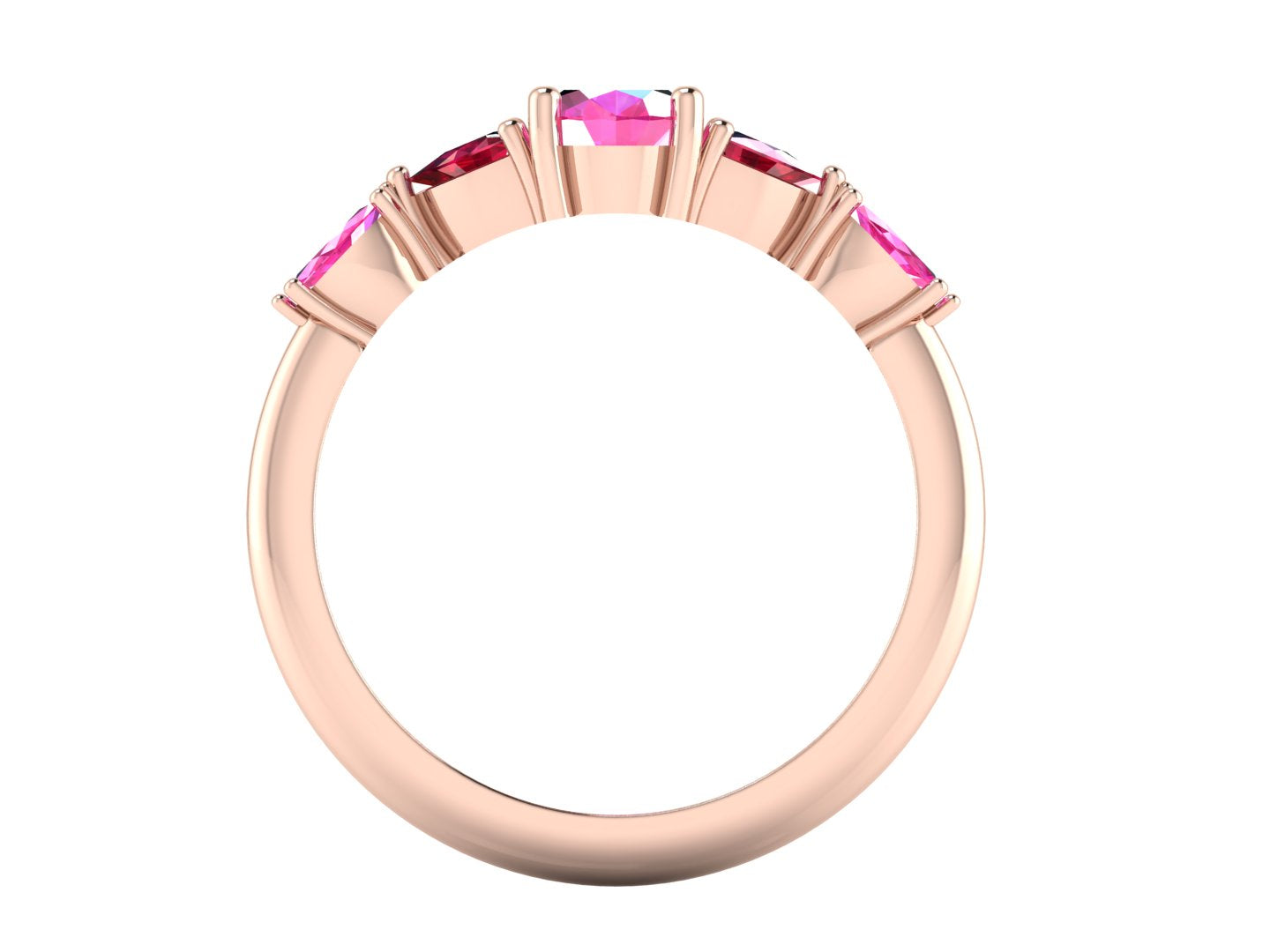 Maisie Oval Pink Sapphire & Ruby Ring in 18ct Rose Gold