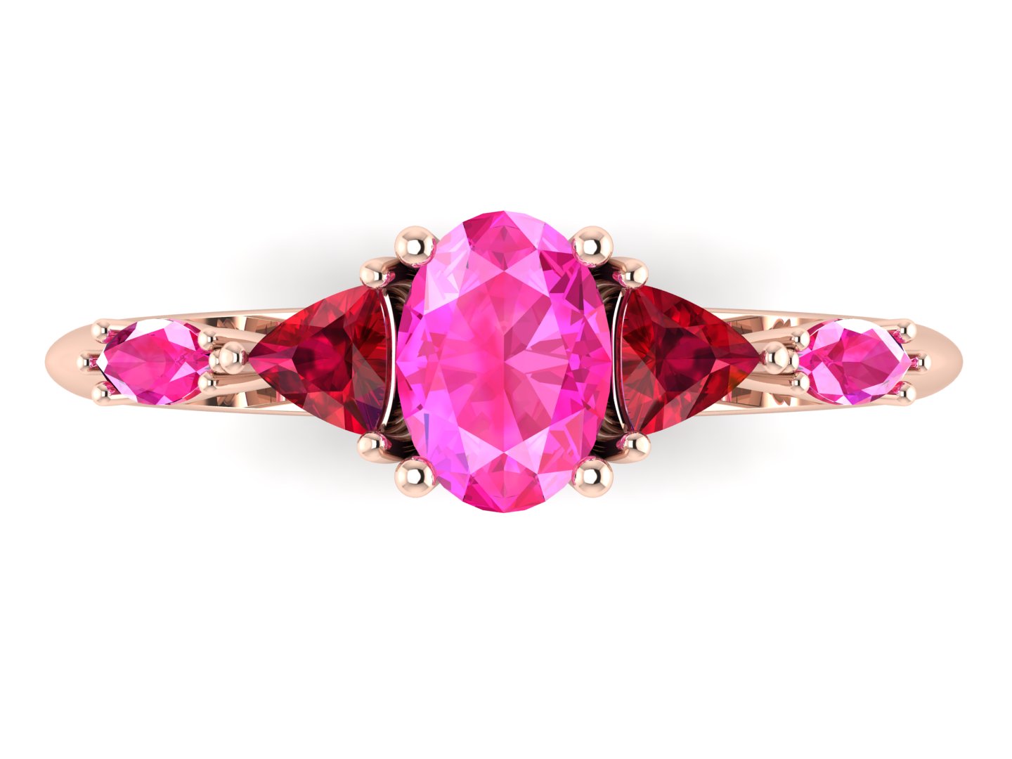 Maisie Oval Pink Sapphire & Ruby Ring in 18ct Rose Gold