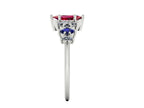 Harlequin Ruby, Diamond & Blue Sapphire Ring in White Gold or Platinum