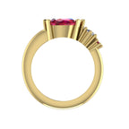 Pear Shaped Rubies & Diamond Asymmetrical Comet Ring Yellow Gold