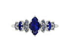 Harlequin Blue Sapphire & Diamond Ring in 18ct White Gold