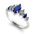 Harlequin Blue Sapphire & Diamond Ring in 18ct White Gold