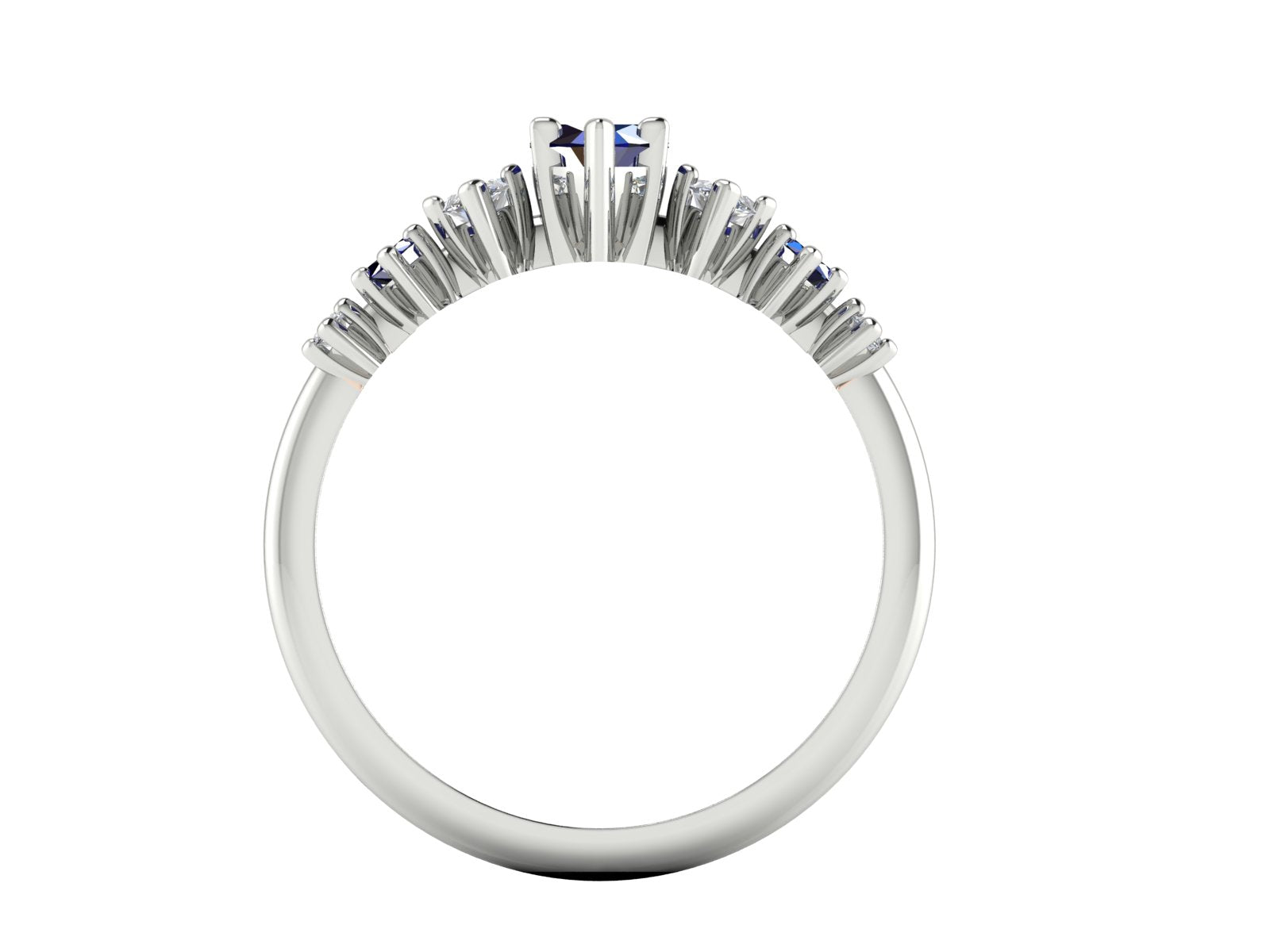 Harlequin Blue Sapphire & Diamond Ring in 18ct White Gold