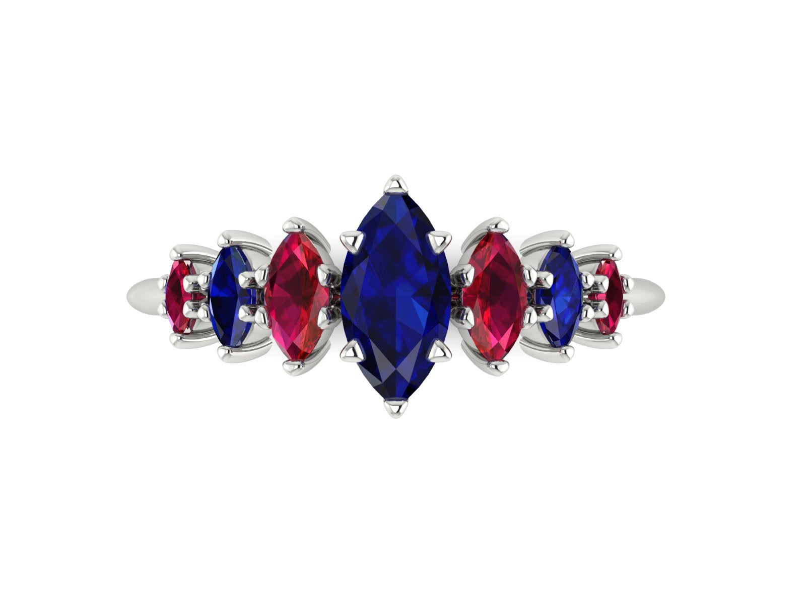 Harlequin Sapphire & Ruby Ring in 18ct White Gold