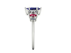 Harlequin Blue Sapphire, Diamond & Ruby Ring in 18ct White Gold