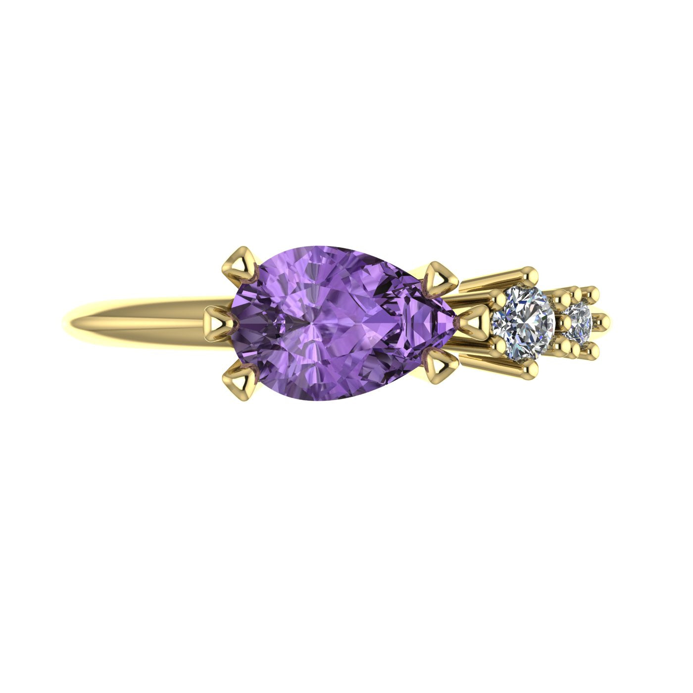 Comet Ring: Pear Shaped Violet Sapphire & Diamond's Ring