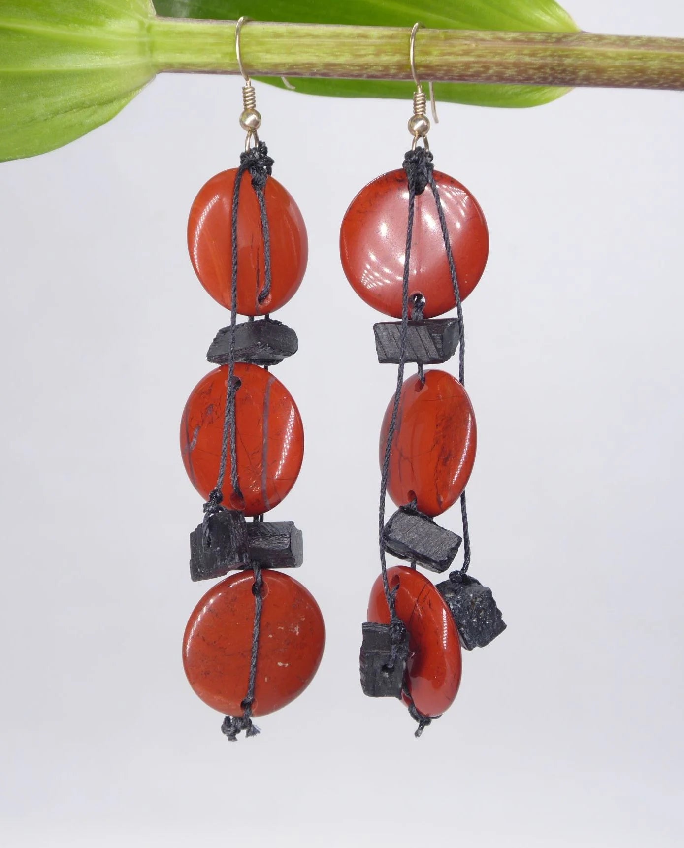 Agate & Jet Drop Earrings
