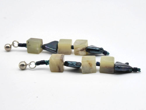 Agate & Teal Pearl Earrings