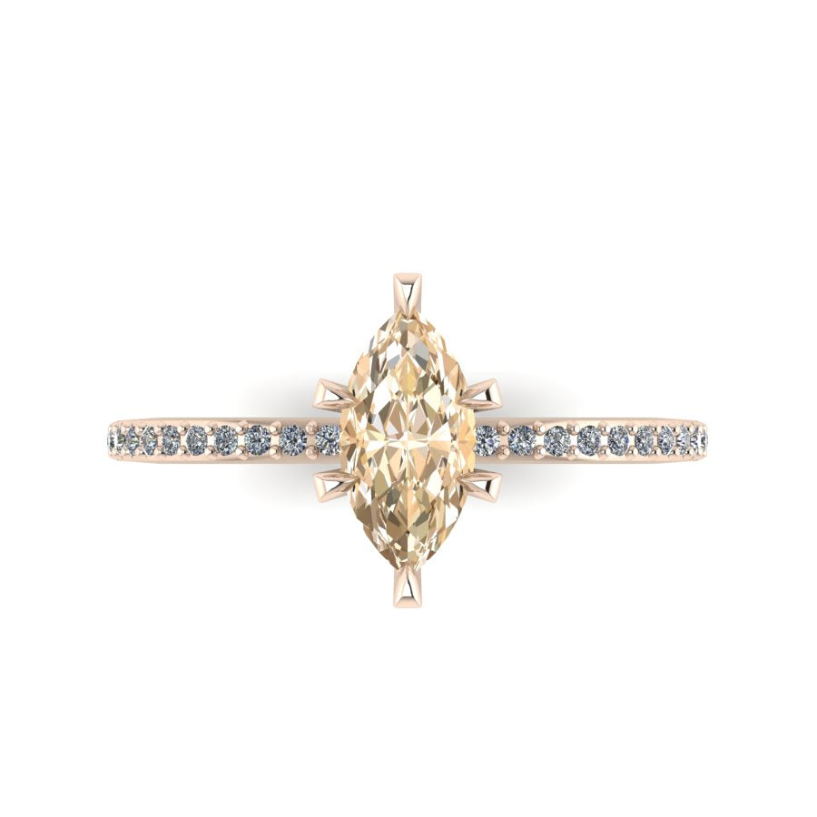 Amoret Marquise Champagne Diamond Rose Gold Engagement Ring