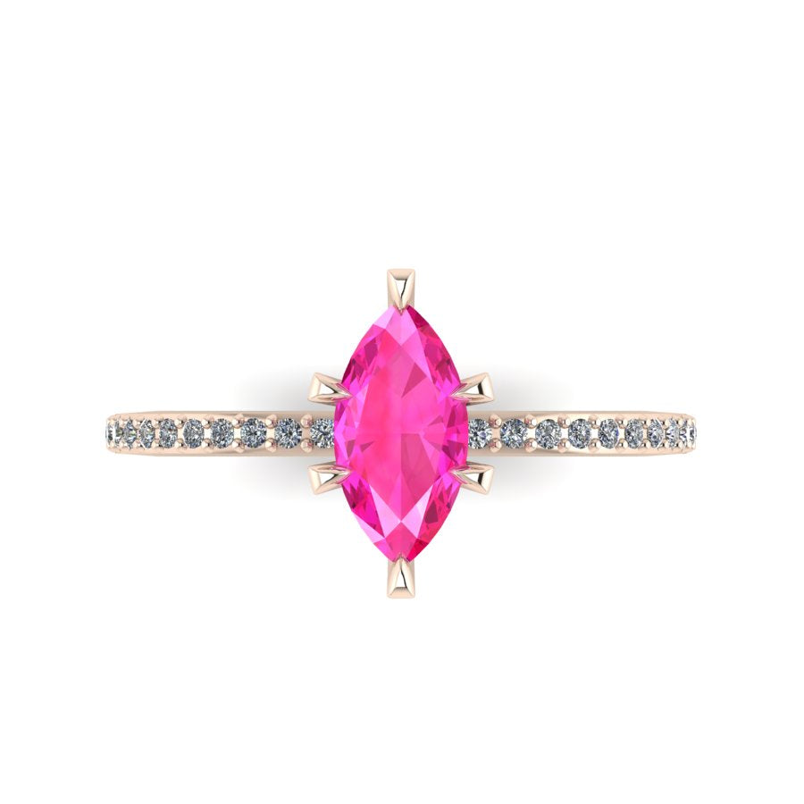 Amoret: Marquise Pink Sapphire & Diamonds Rose Gold Ring