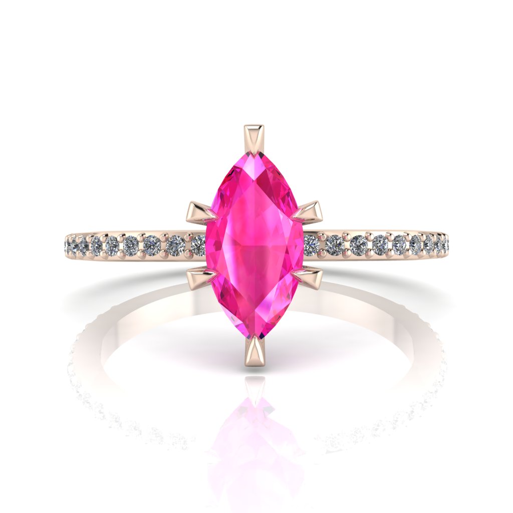 Amoret: Marquise Pink Sapphire & Diamonds Rose Gold Ring