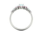 Harlequin Aquamarine & Pink Sapphire Ring in White Gold or Platinum