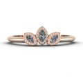 Front view of the Astraea Echo trilogy ring featuring a fanned trio of marquise diamonds in 18ct rose gold.