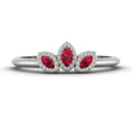 Astraea Echo Ruby Trilogy Ring in White Gold or Platinum