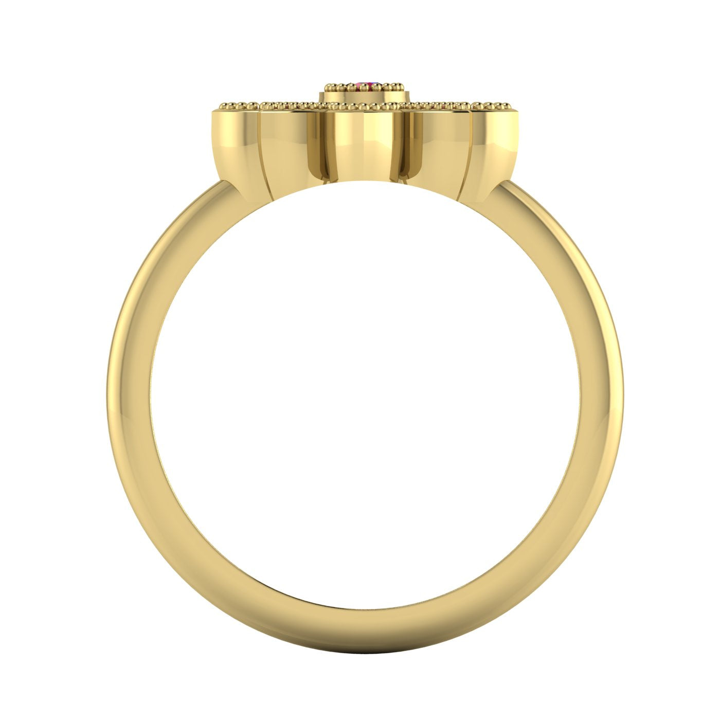 Interior view through the gold band of the Astraea Liberty ring showing the secure gemstone housing and recycled 18ct gold.