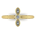 Top view of Astraea Trilogy 18ct yellow gold ring featuring three brilliant-cut diamonds in a row.