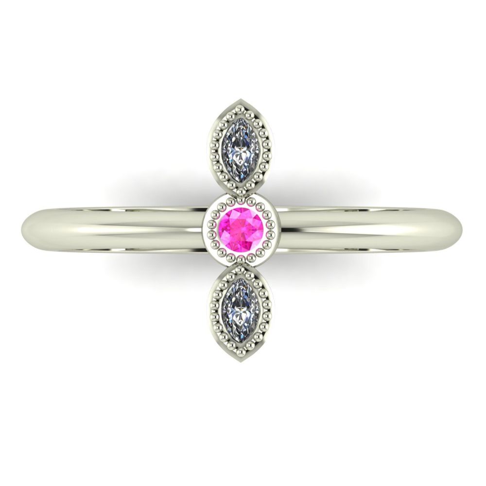 Astraea Trilogy - Pink Sapphire, Diamond & White Gold Ring