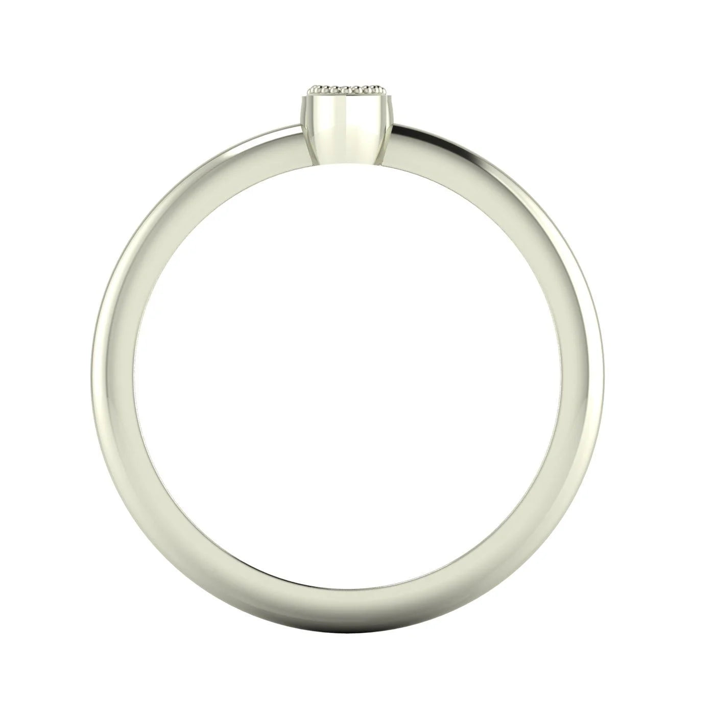 View through the centre of the ring band highlighting the white gold hallmarking and the structural gallery beneath the gemstones.