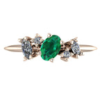 Atlantis Emerald and Diamond Asymmetrical Engagement Ring in 18ct Rose Gold