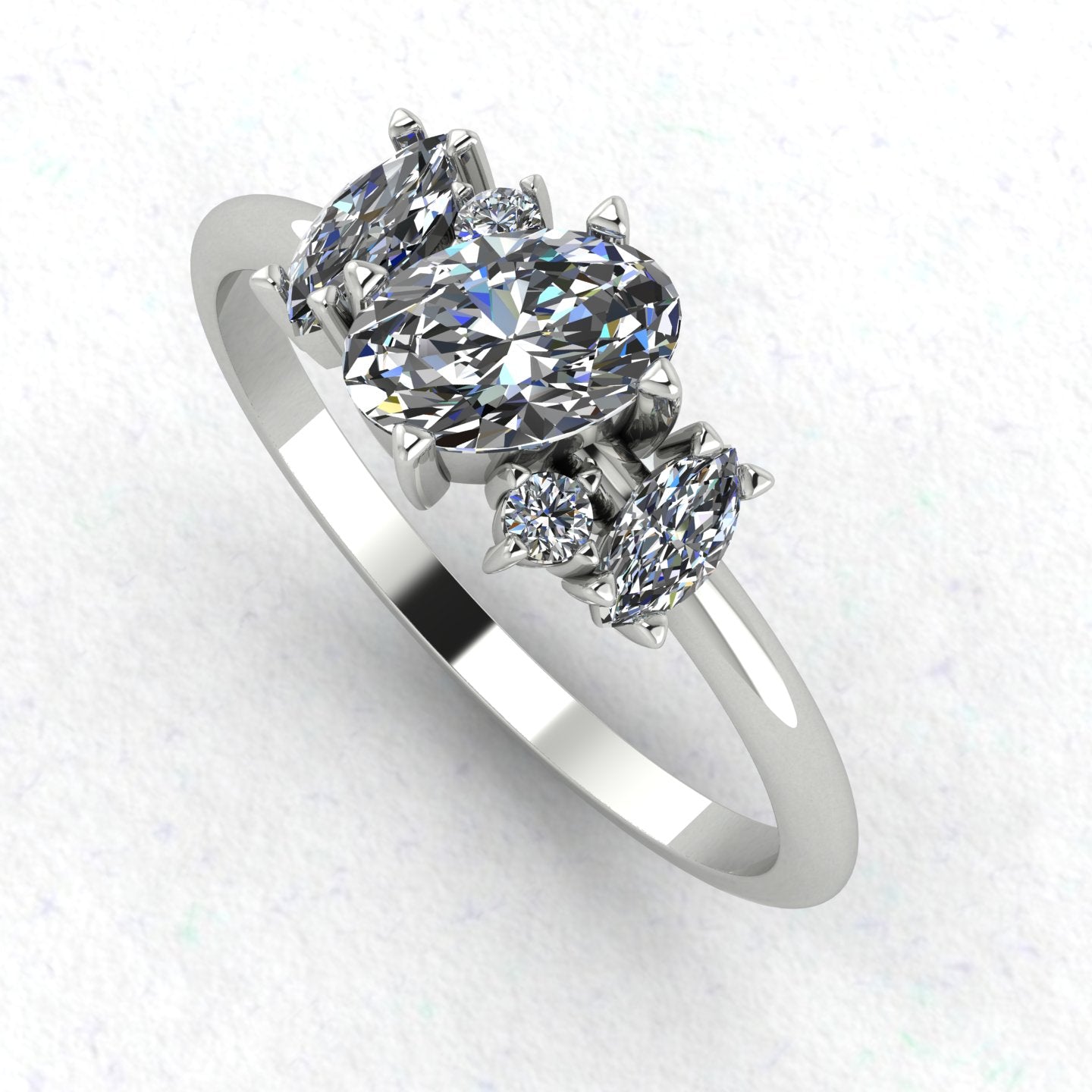 An angled perspective of the Atlantis ring, showcasing the organic arrangement of lab grown diamonds and the high-polish finish of the white gold or platinum band.