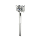 A side profile shot of the Atlantis asymmetrical ring, detailing the unique varying heights of the diamond settings and the sleek band profile.