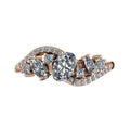 Top-down hero shot of the Atlantis Storm 18ct rose gold ring, featuring an organic cluster of brilliant white diamonds
