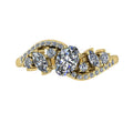 Top-down hero shot of the Atlantis Storm 18ct yellow gold ring, featuring an organic wave-inspired cluster of sparkling white diamonds.