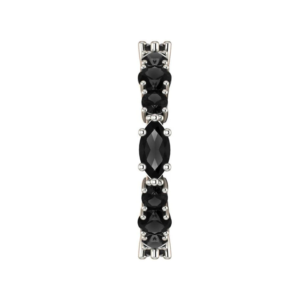 Profile view of the Black Diamond Allsorts ring showing the craftsmanship of the mixed-cut setting.