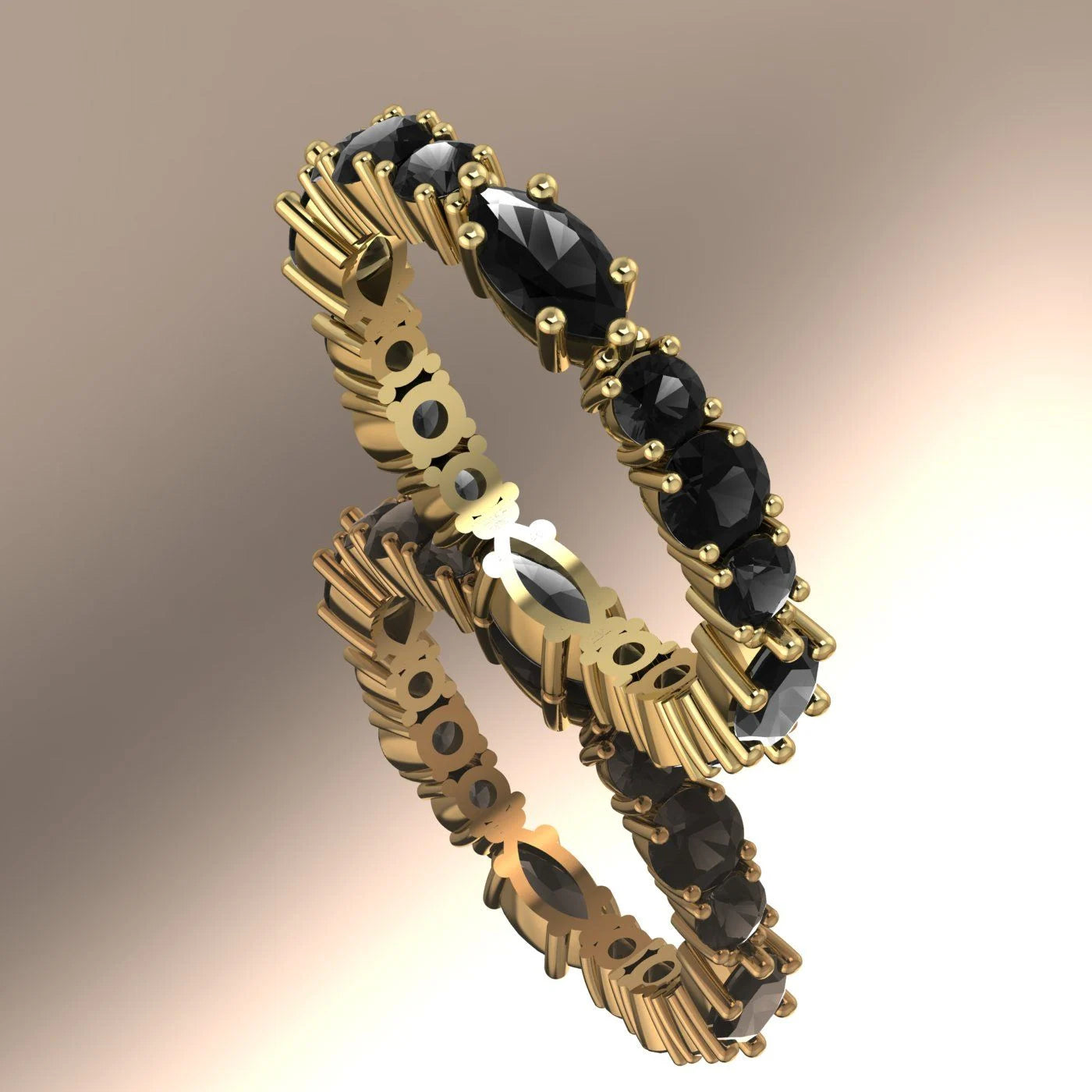 Profile view of the Black Diamond Allsorts ring showing the craftsmanship of the setting.