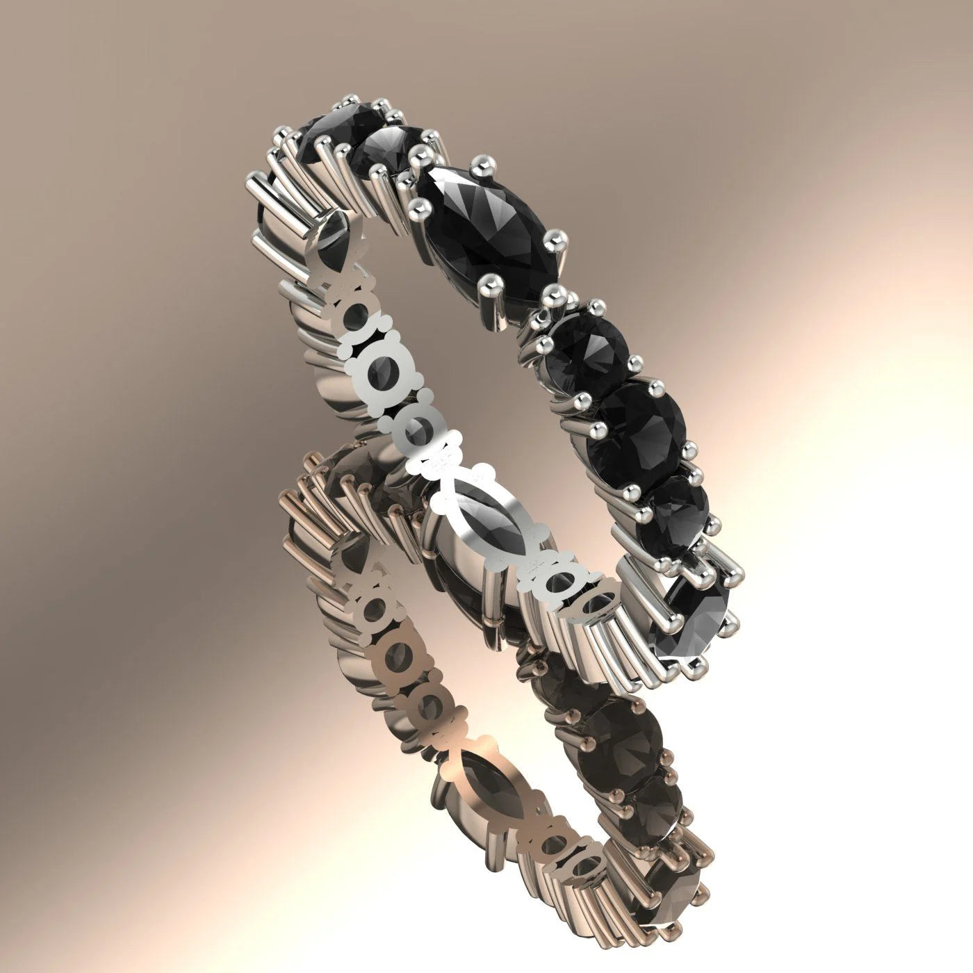 Black Diamond Allsorts ring featuring marquise and brilliant-cut stones in 18ct white gold.