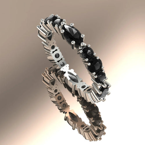 Black Diamond Allsorts ring featuring marquise and brilliant-cut stones in 18ct white gold.