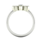 View through the circular band of the Astraea Liberty ring showing the secure underside of the sapphire and diamond settings.