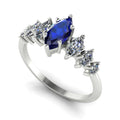 Harlequin Blue Sapphire & Diamond Ring in White Gold or Platinum