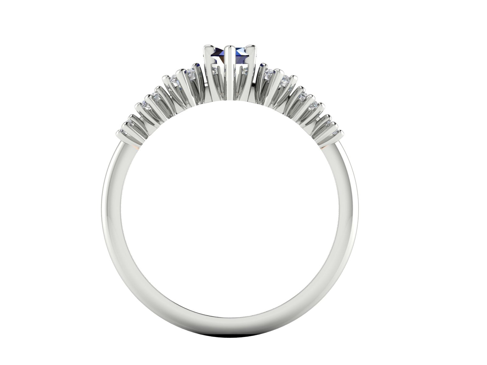 Harlequin Blue Sapphire & Diamond Ring in White Gold or Platinum