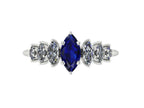 Harlequin Blue Sapphire & Diamond Ring in White Gold or Platinum