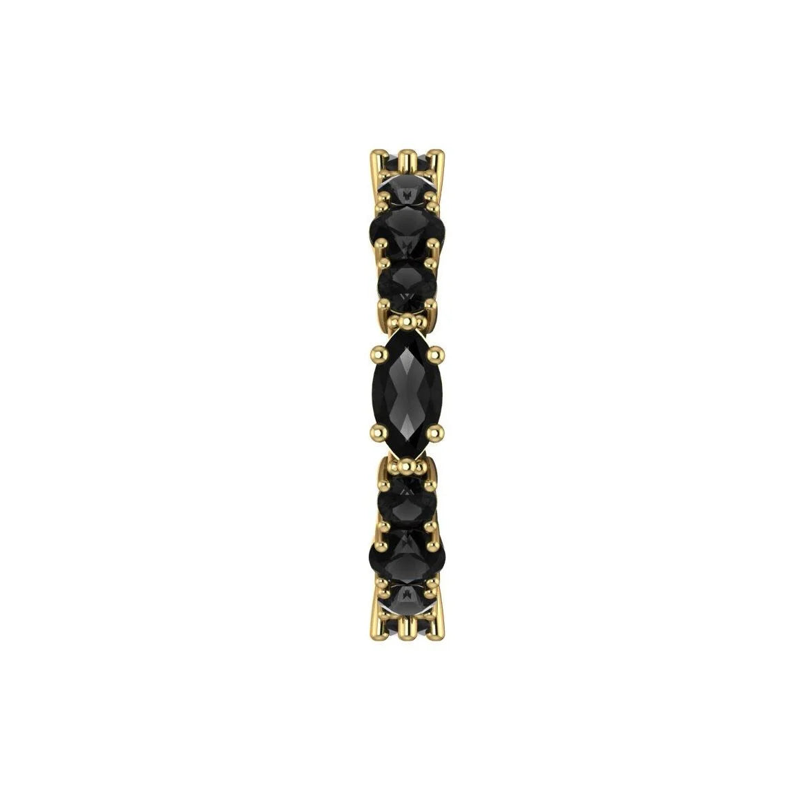 Black Diamond Allsorts ring featuring marquise and brilliant-cut stones in 18ct yellow gold side view.
