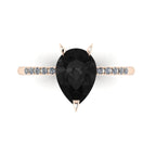Calista engagement ring, featuring a bold 2-carat pear-shaped black diamond on a polished 18ct rose gold band with sparkling diamond shoulders.