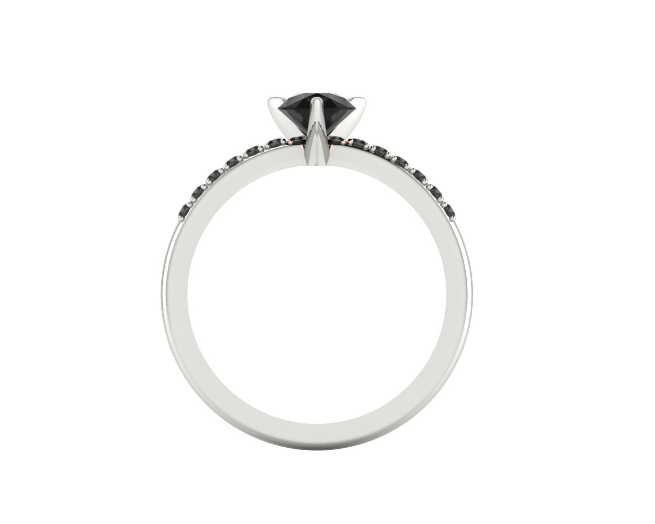 Through-finger view of the precious metal band, showing the clean under-gallery and precise craftsmanship beneath the setting.