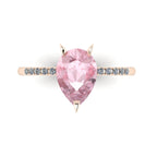 Calista engagement ring, featuring a beautiful 2-carat pear-shaped morganite on a polished 18ct rose gold band with sparkling diamond shoulders.