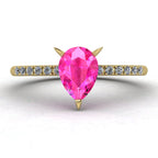 Calista: Pear Shaped Pink Sapphire & Diamond - Yellow Gold Ring