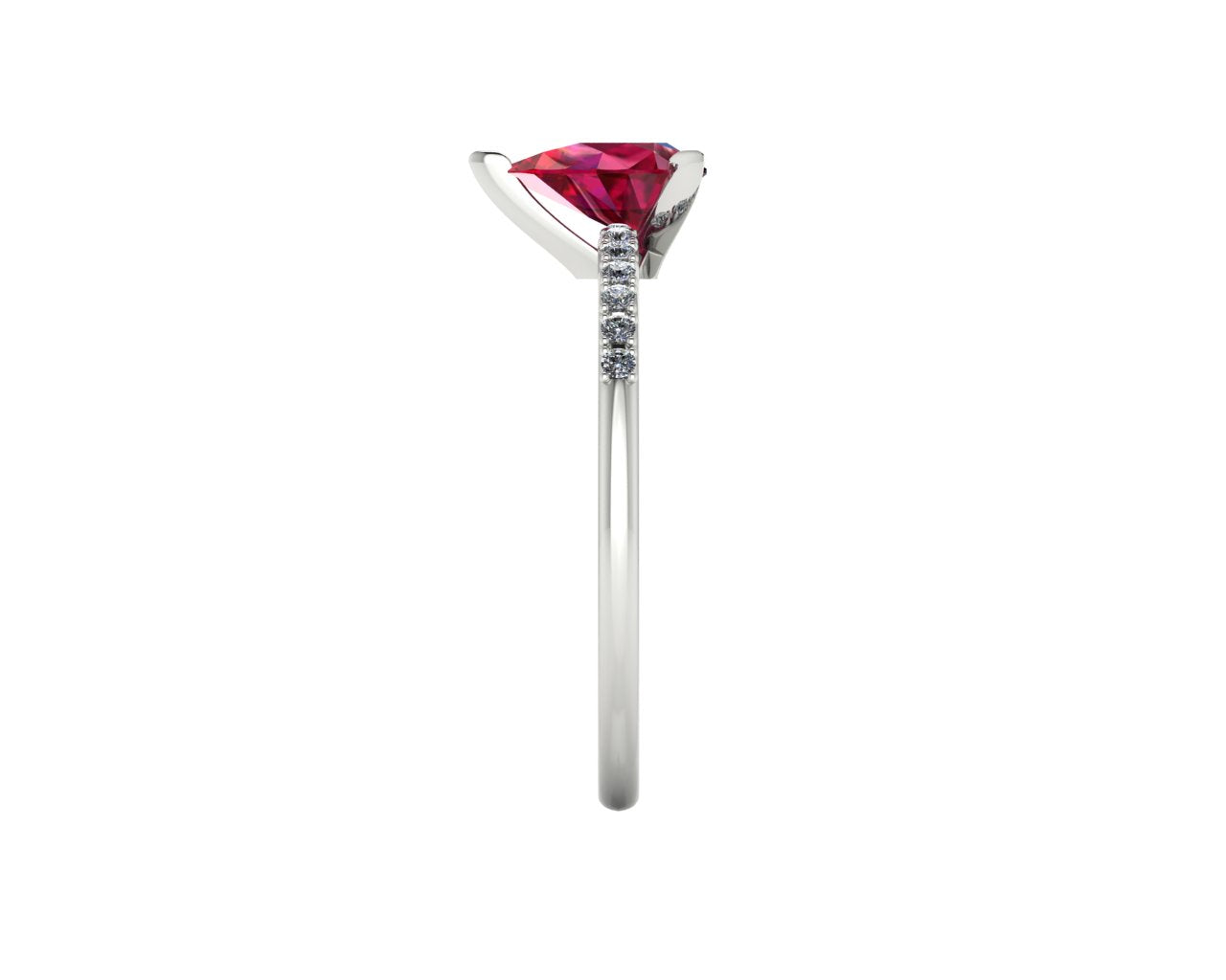 Calista: Pear Shaped Ruby & Diamonds - White Gold or Platinum Ring