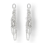 Chain Reaction silver handmade drop earrings on white background, 6.5cm, alternative style by Nude Jewellery