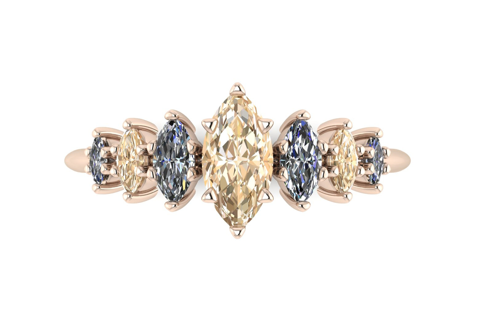 Harlequin Champagne & White Diamond Ring in 18ct Rose Gold
