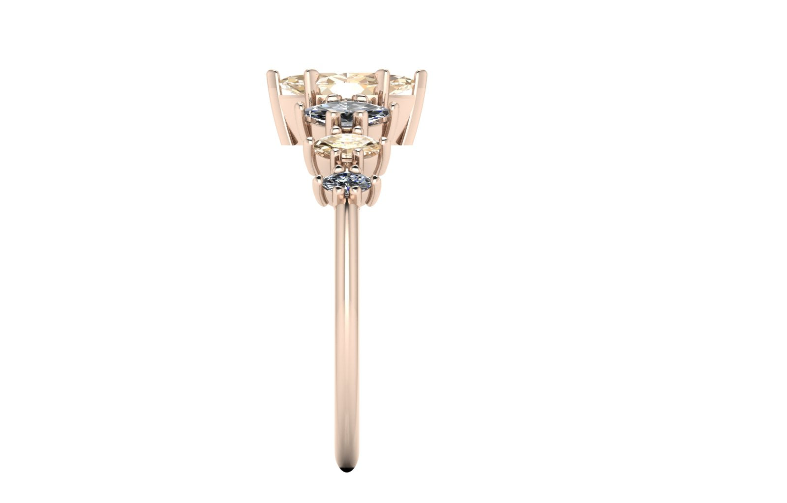 Harlequin Champagne & White Diamond Ring in 18ct Rose Gold