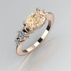 Comet Ring: Pear Shaped Champagne Diamond Rose Gold Trilogy Ring