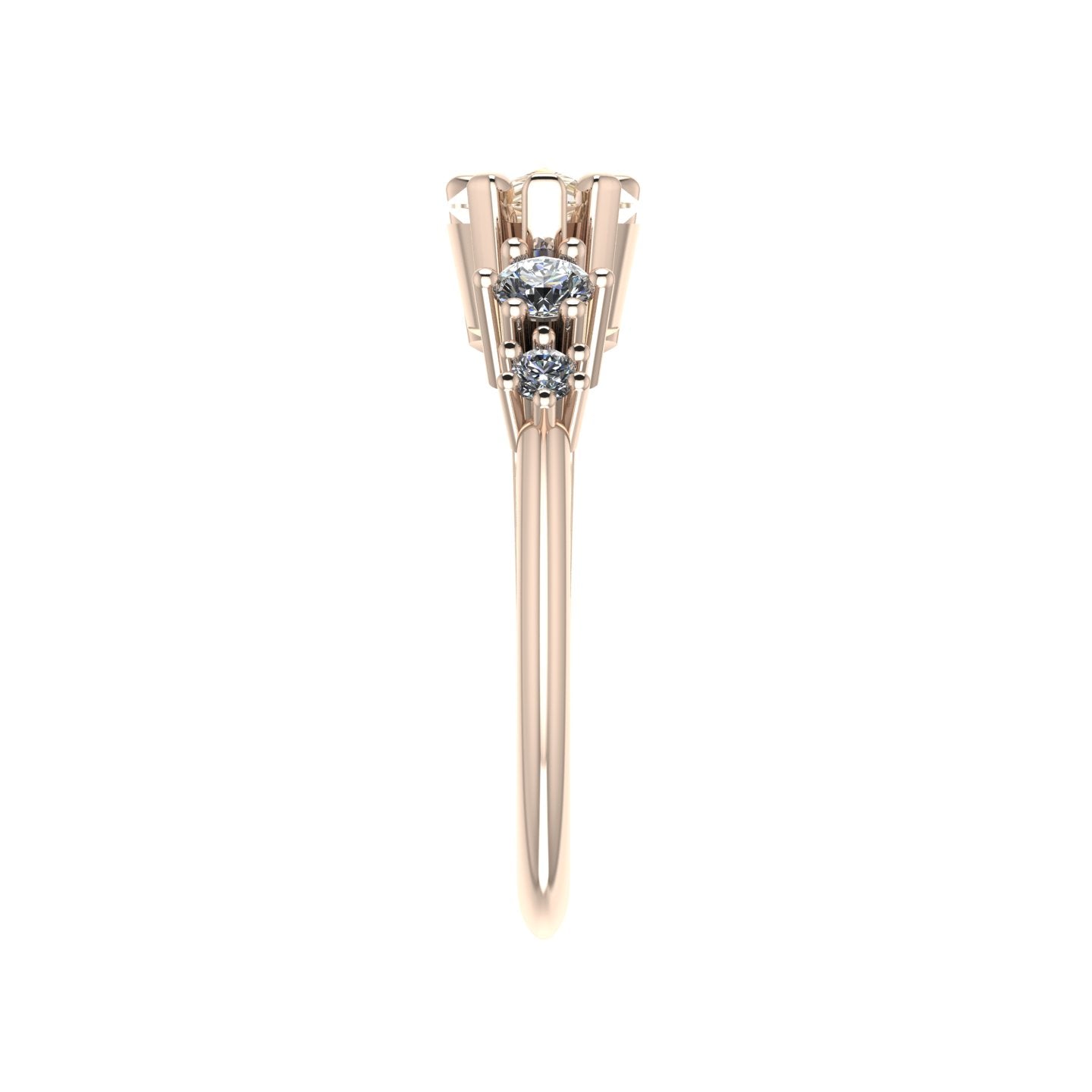 Comet Ring: Pear Shaped Champagne Diamond Rose Gold Trilogy Ring