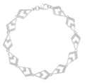 Chrysler sterling silver and white topaz bracelet with open geometric chevron links and a lobster clasp on a white background.