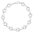 Chrysler sterling silver and white topaz bracelet with open geometric chevron links and a lobster clasp on a white background.