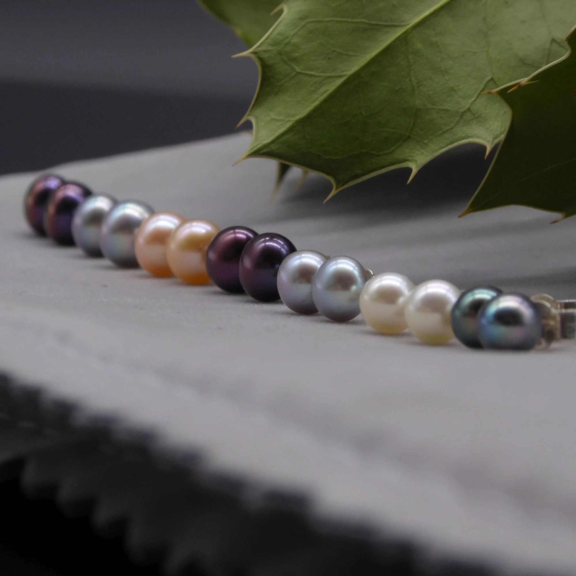 Small Black Cultured Freshwater  Pearl Stud Earrings with Silver
