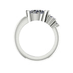 Comet Ring: Pear Shaped Lab Grown Diamonds Horizontally Set Trilogy Ring